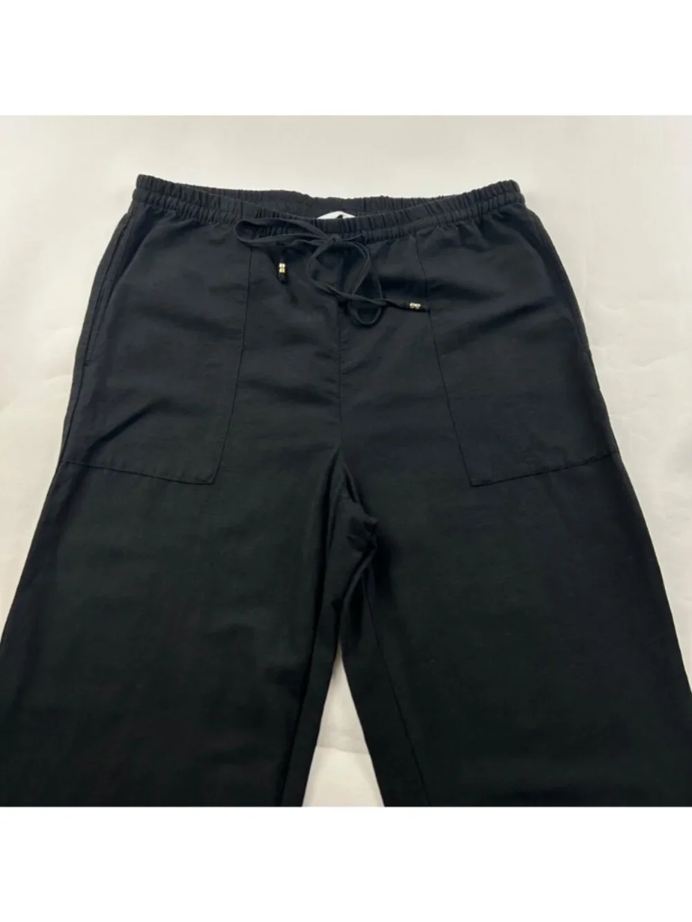 H&M Black Linen Blend Relaxed Jogger Pant M